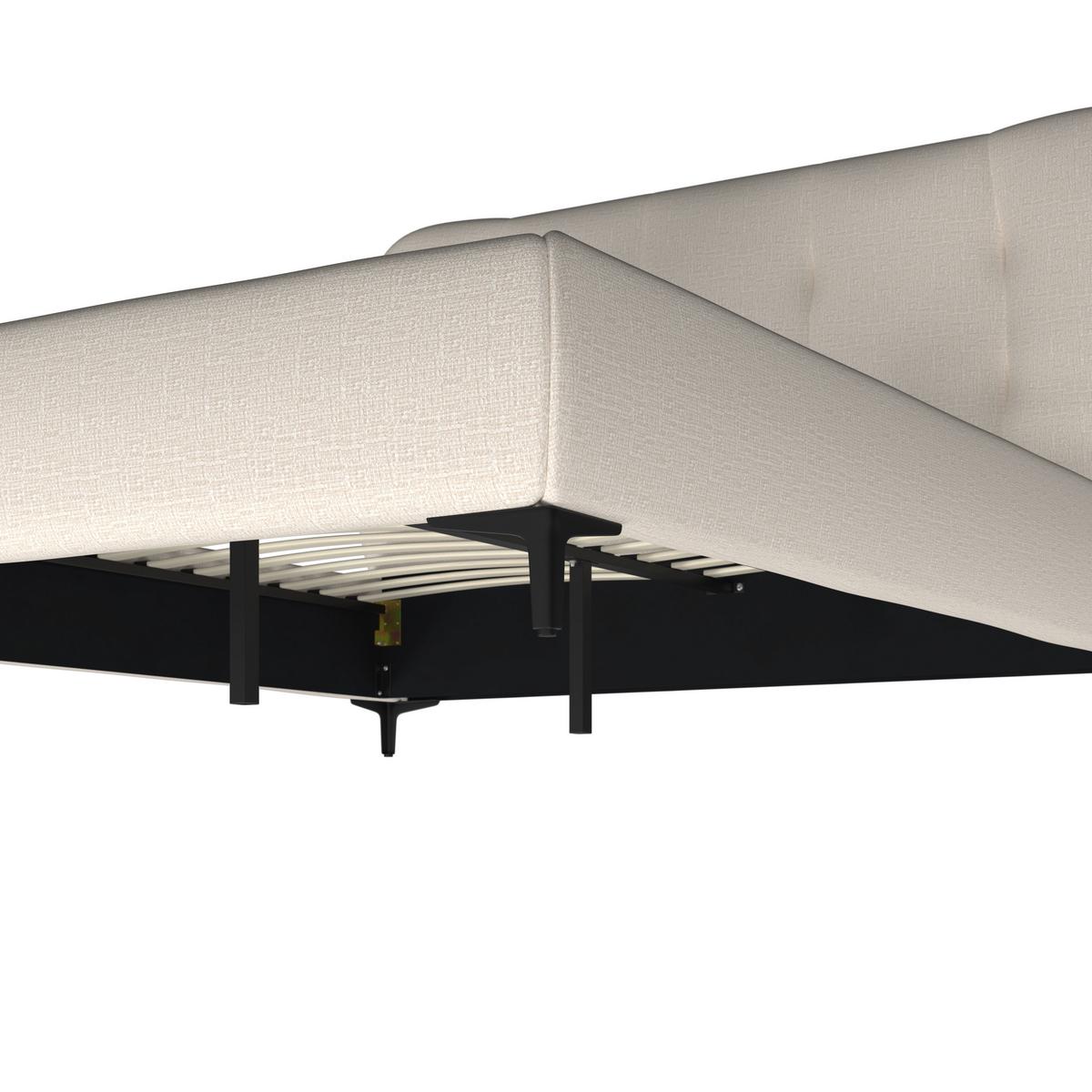 Polsterbett Glaris Creme ca. 160x200 cm - Eichefarben/Creme, MODERN, Holz/Textil (160/200cm) - Bessagi Home