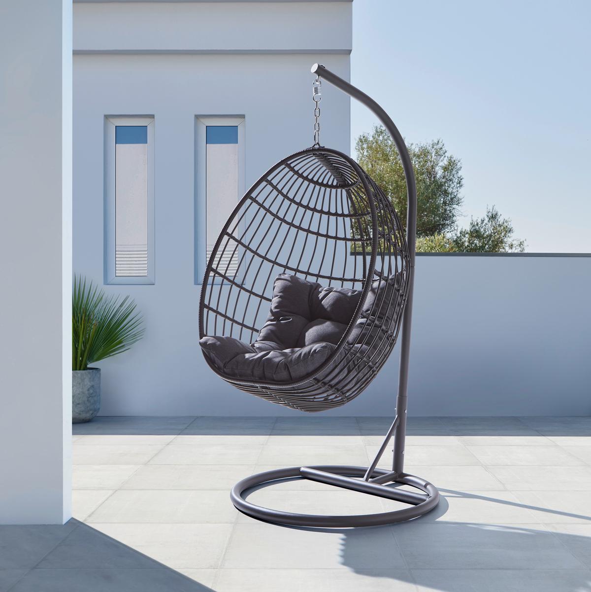 Hängesessel Sava in Anthrazit - Anthrazit, Modern, Kunststoff/Textil (95/190/95cm) - Mömax