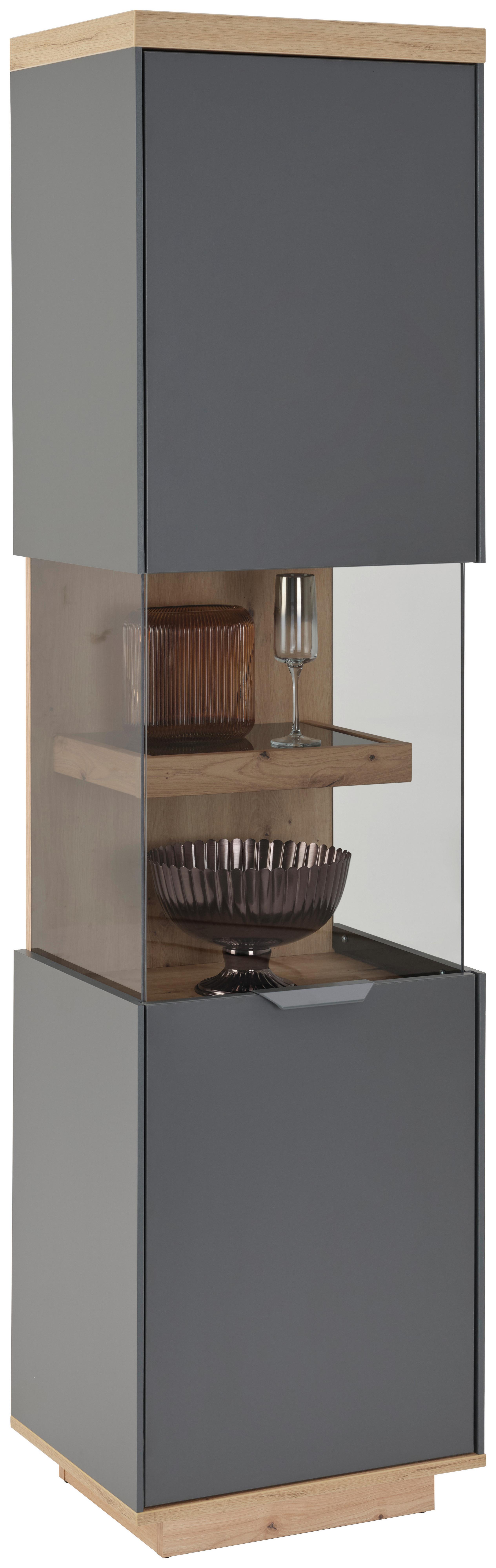 Vitrină JAKE - stejar Artisan/antracit, Trend, sticlă/material pe bază de lemn (45,7/187/38cm) - Modern Living