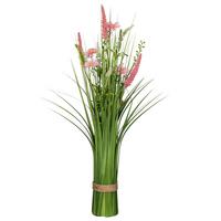 Kunstpflanze Grasbusch mit Blüten I Rosa/Grün - Rosa/Grün, Konventionell, Kunststoff (64cm) - Mömax