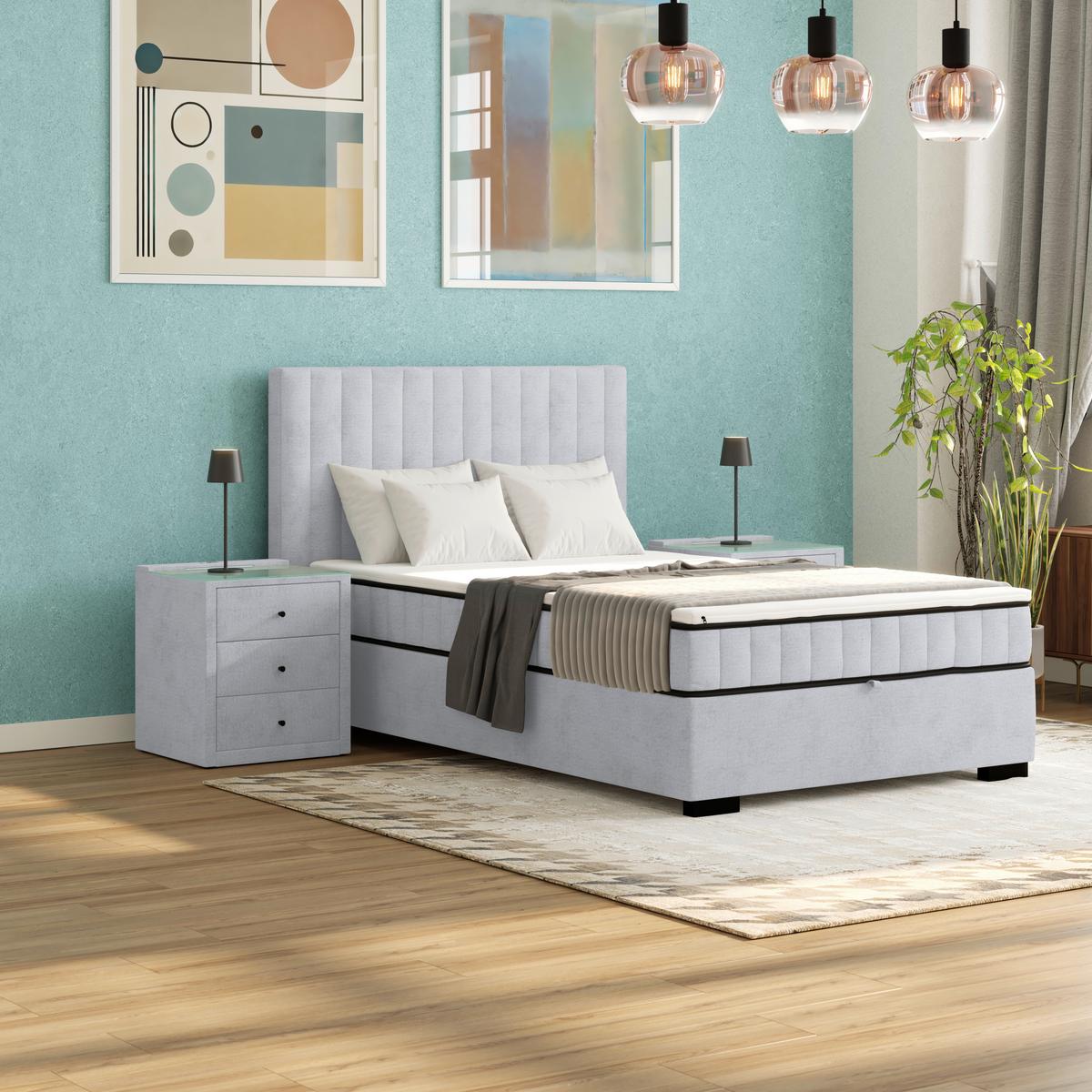 Box Krevet Maya C - siva/crna, Moderno, drvni materijal/drvo (100/200cm) - Modern Living