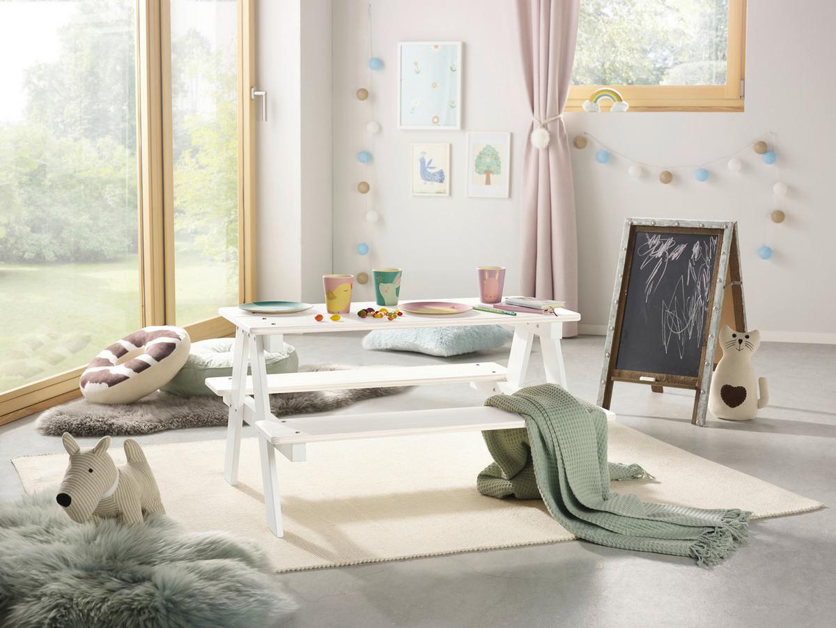 Kindertisch aus Kiefer in Weiss - Weiss, Konventionell, Holz (90/50/82cm) - Zandiara