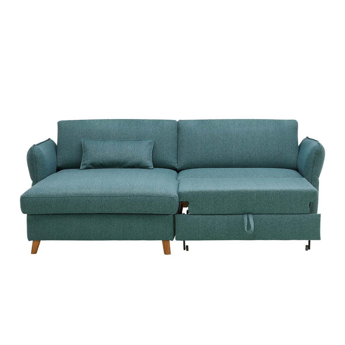 Ecksofa Leaf Grün - Eiche dunkel/Beige, MODERN, Holz (160/85/238cm) - ecoTree