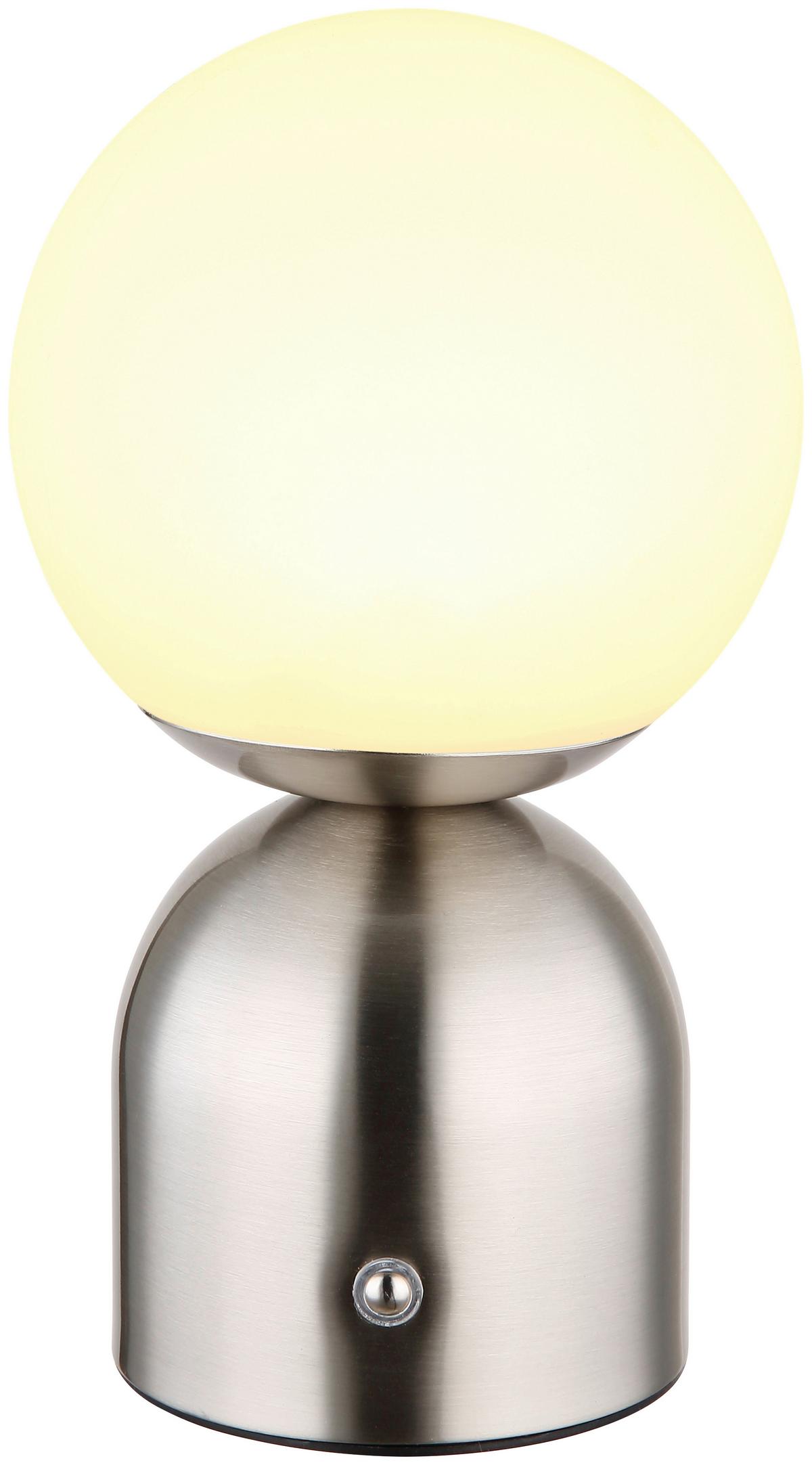 Asztali Lámpa Lopa - opál/nikkelszínű, Modern, műanyag/fém (12/21cm) - Mömax