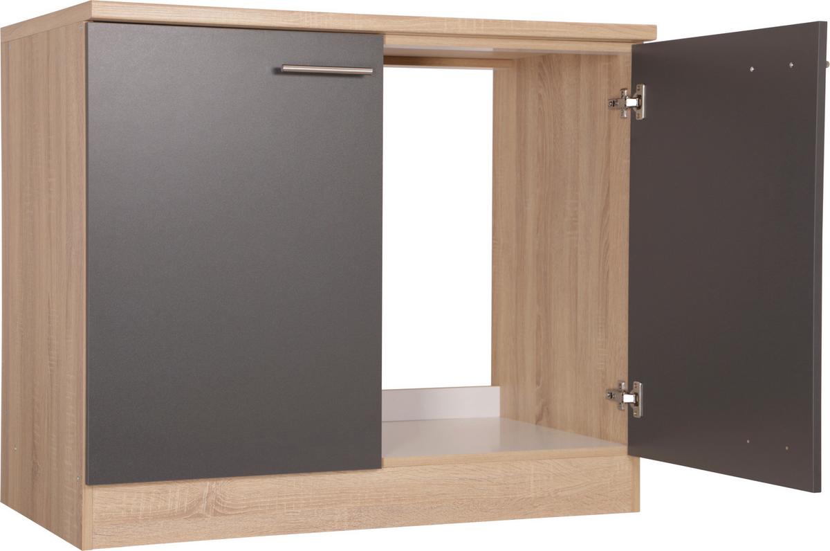 Spodnja Omarica Za Korito Merle, Barva Hrasta, Siva - srebrne barve/siva, Basics, kovina/leseni material (100/84,8/60cm) - Respekta