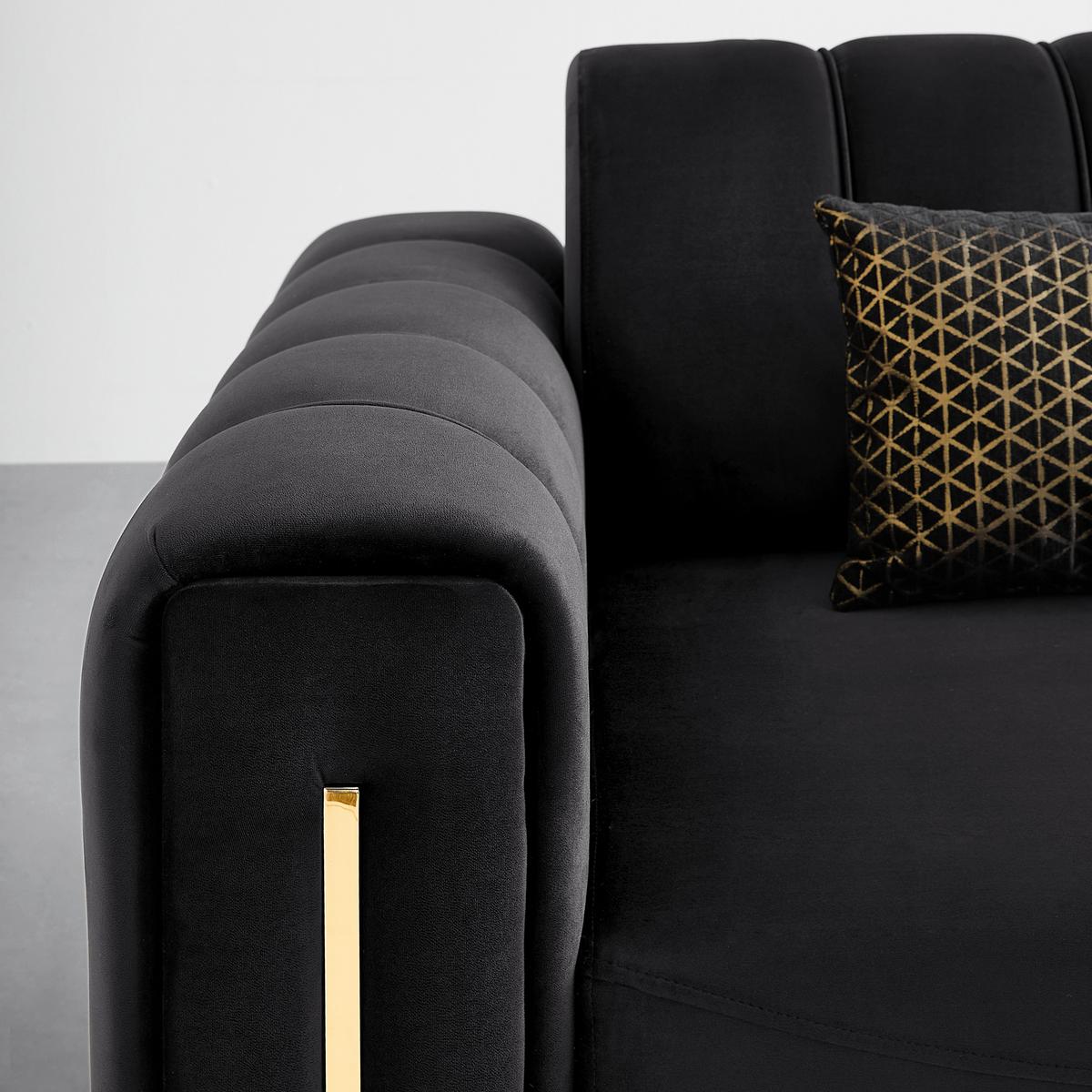 2-Sitzer-Sofa Aile in Schwarz/Goldfarben - Goldfarben/Schwarz, LIFESTYLE, Textil (190/80/90cm) - Based