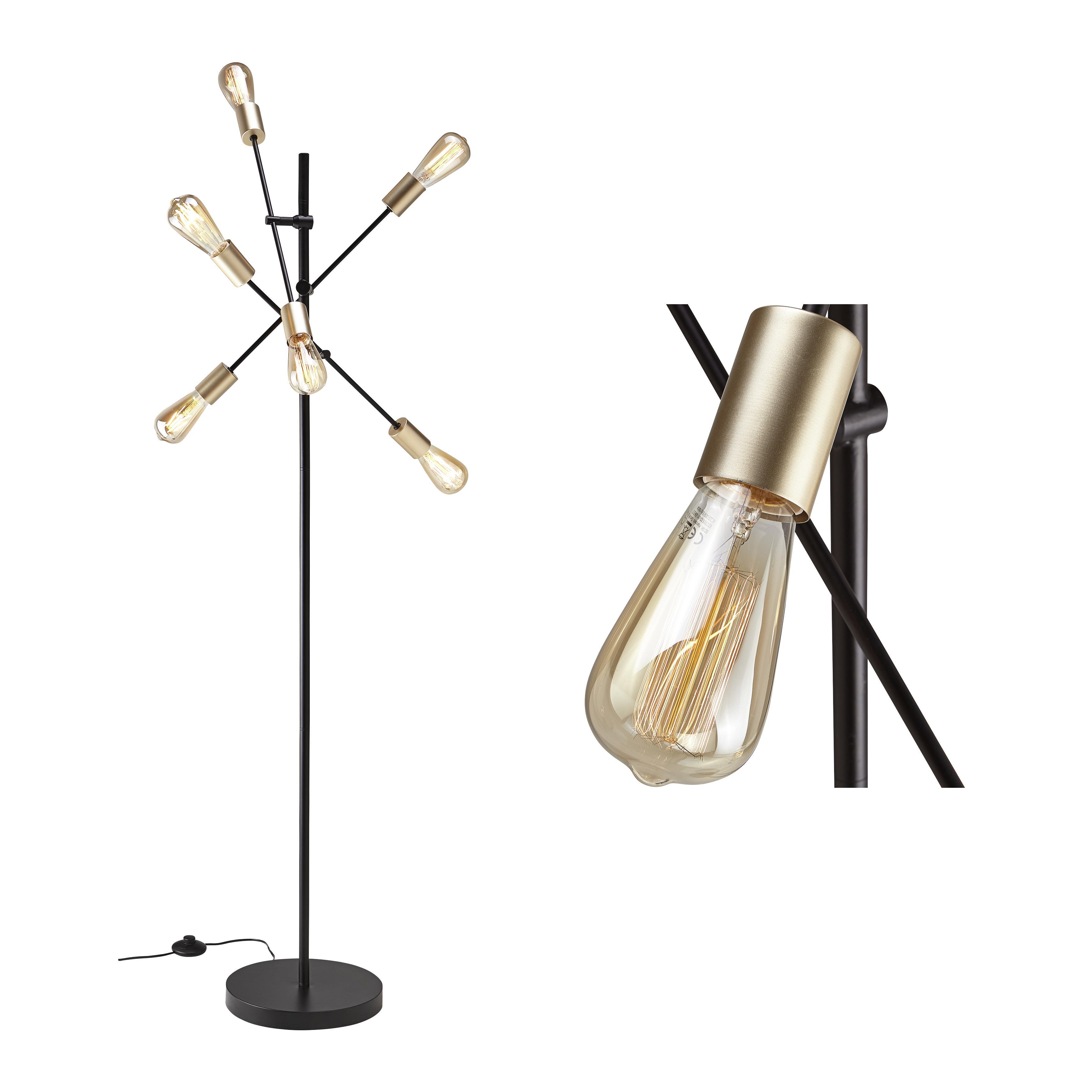 STEHLEUCHTE max. 40 Watt 'Darcie' - Goldfarben/Schwarz, MODERN, Metall (54/150cm) - Bessagi Home