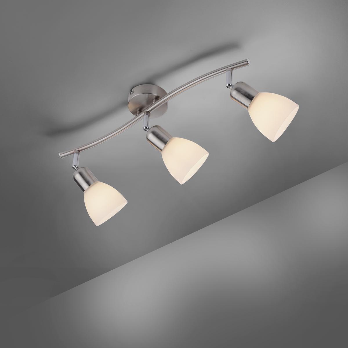 Deckenleuchte Karo max. 40 Watt - Alufarben/Nickelfarben, Basics, Glas/Metall (68/22cm)