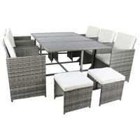 GARTENTISCHGRUPPE RALOSO - Creme/Grau, Modern, Glas/Kunststoff - Ambia Garden