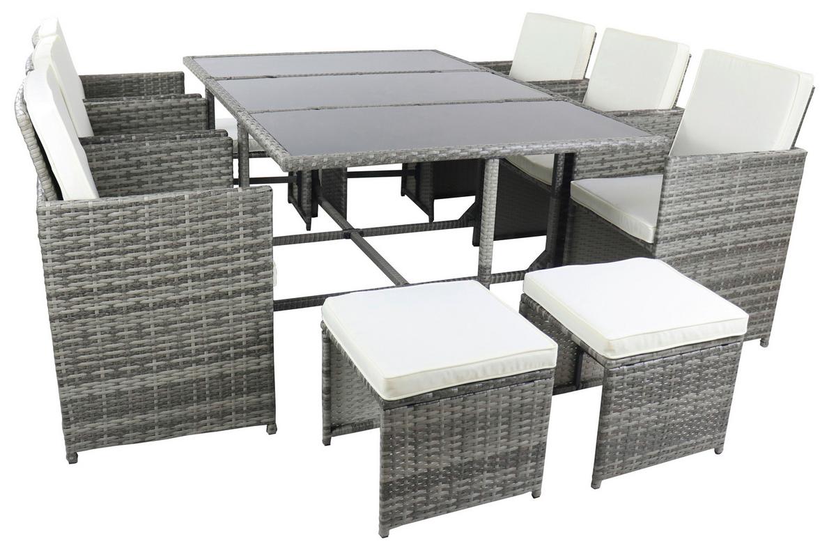 GARTENTISCHGRUPPE RALOSO - Creme/Grau, Modern, Glas/Kunststoff - Ambia Garden