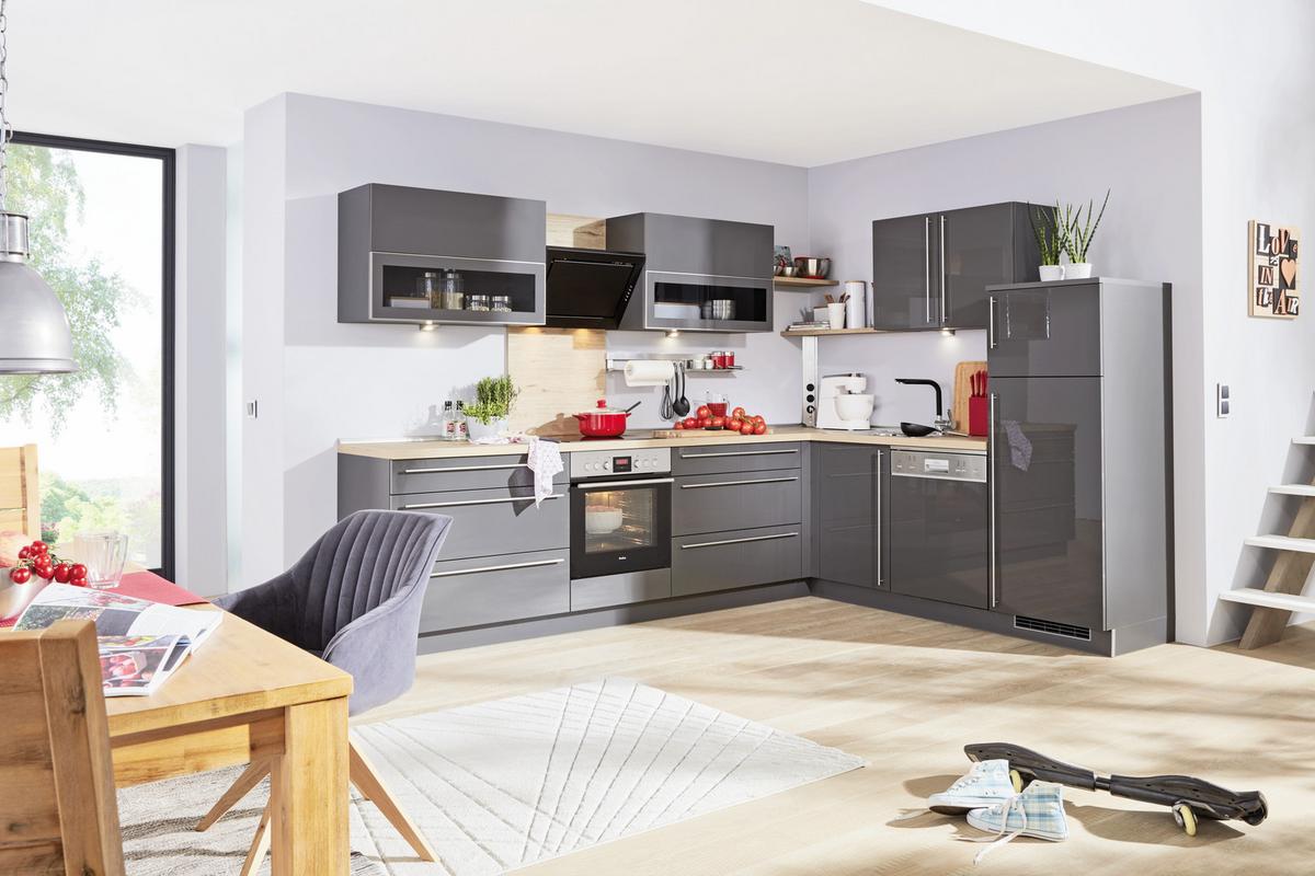 Eckküche Nolte Lux Grau - Grau, KONVENTIONELL (235/305cm) - Nolte Küchen