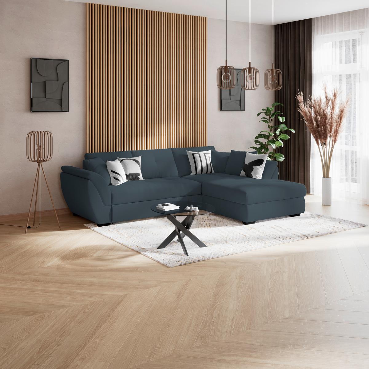 Kutna Garnitura Berisso - plava/crna, Konvencionalno, tekstil (278/187cm) - Ondega