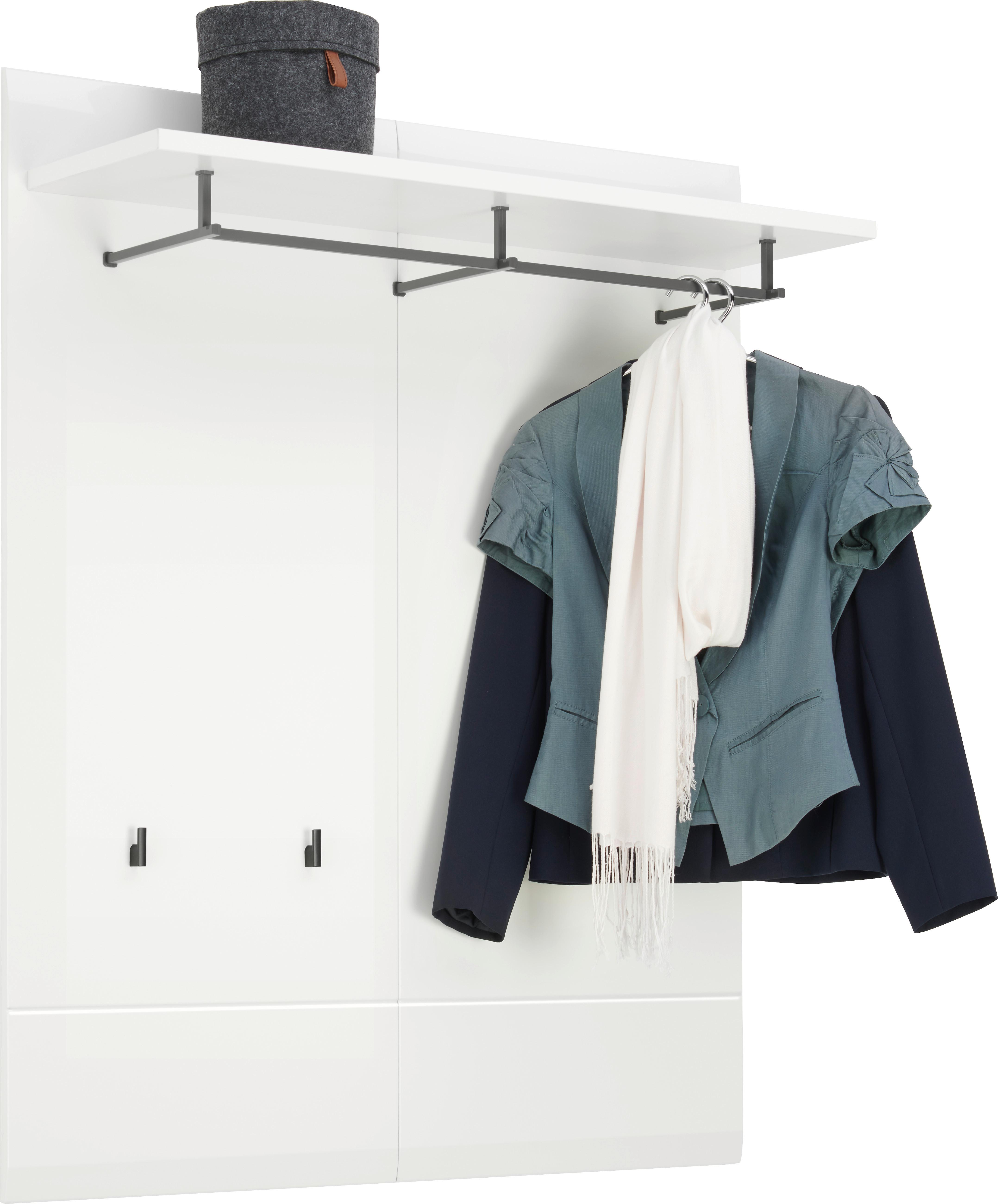 Garderobni Panel Avanti, Bela - bela/visoki sijaj, Basics, leseni material (100/122/30cm) - Hom`in