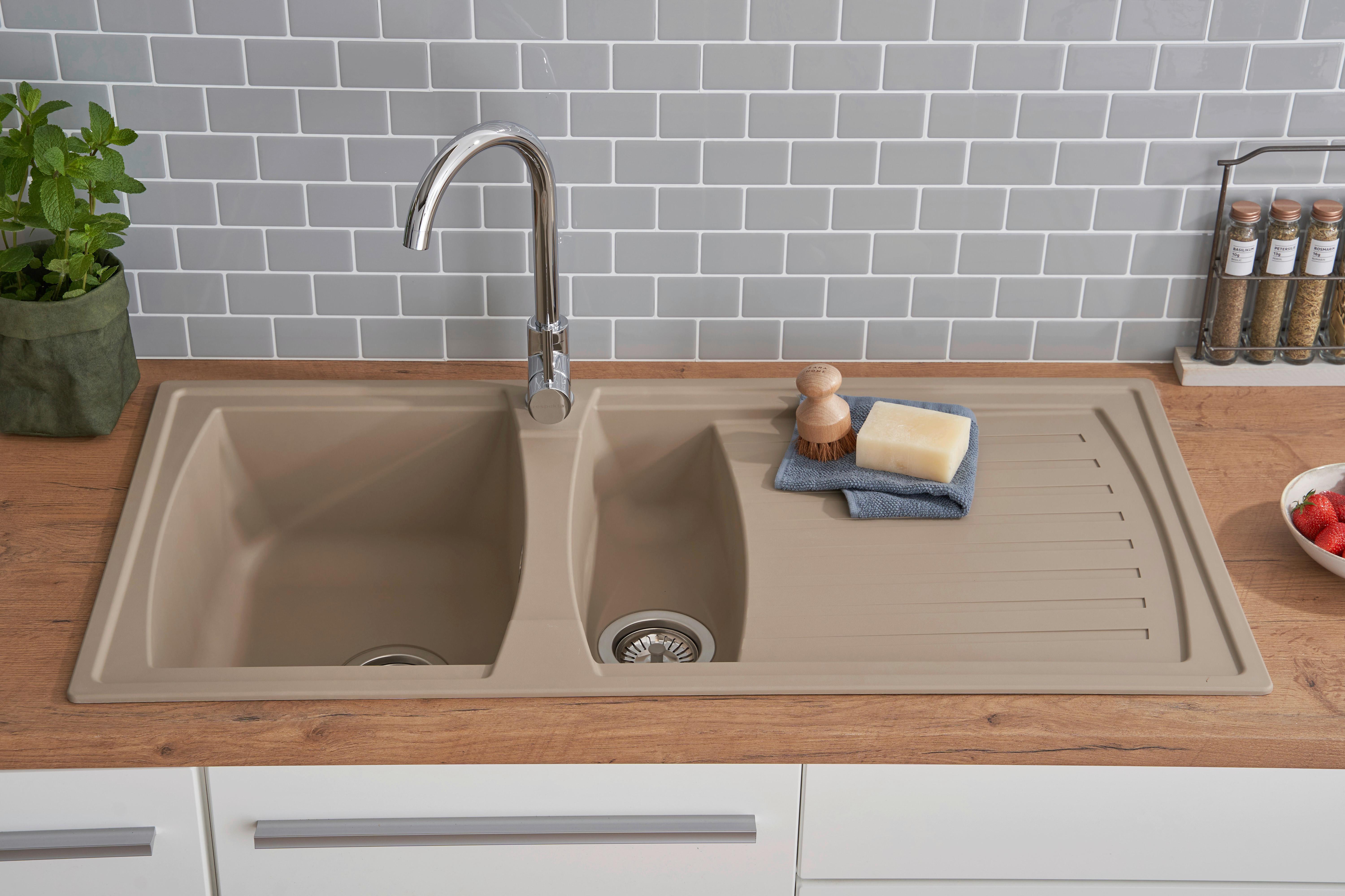 Einbauspüle Boston ca. 100x20x50 cm Beige - Beige, Trend, Glas/Kunststoff (100/20/50cm) - Respekta