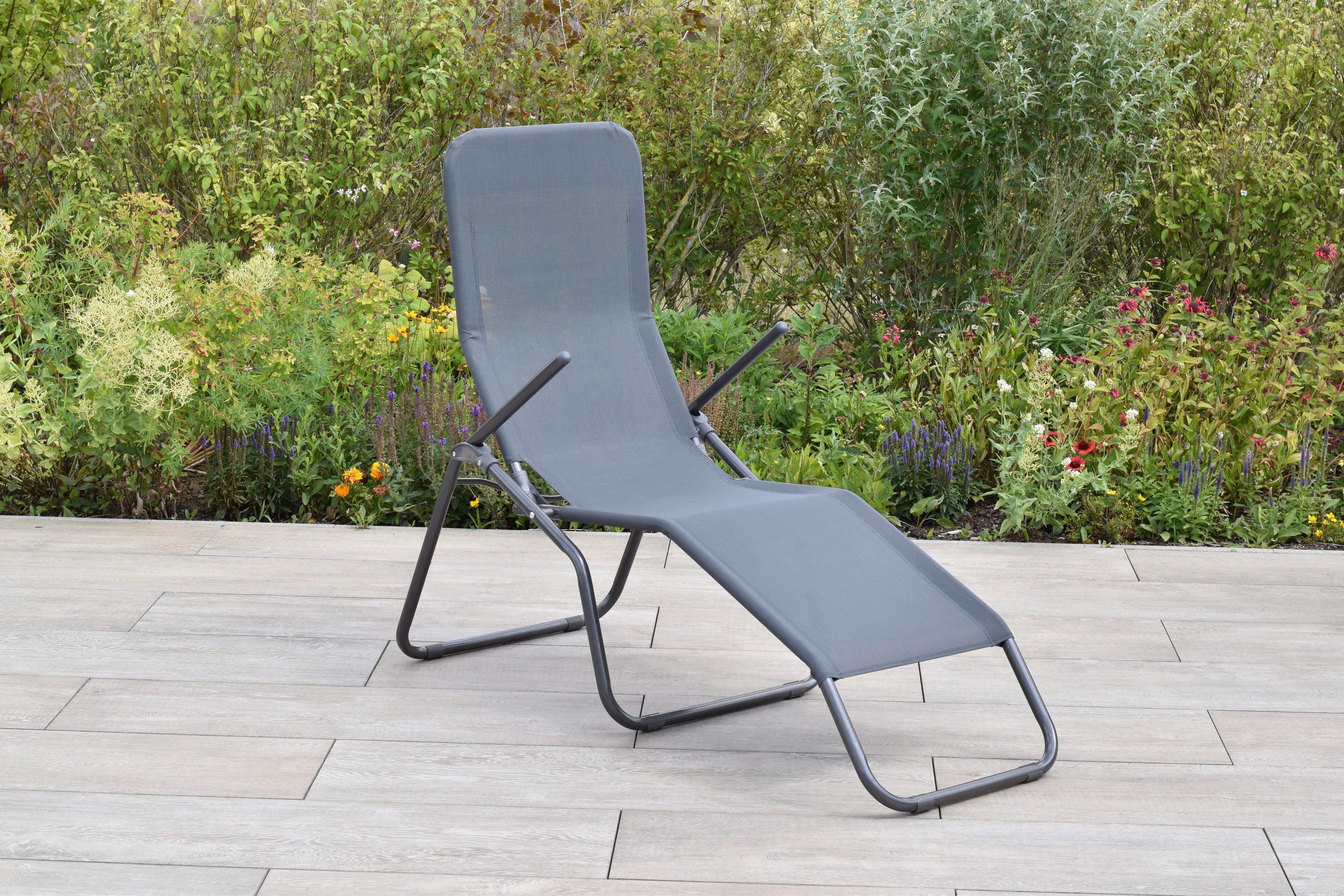 Vrtni Ležalnik Wellnessliege Xxl, Siva - siva/barve grafita, Moderno, kovina/tekstil (67/116/154cm) - Gardenson