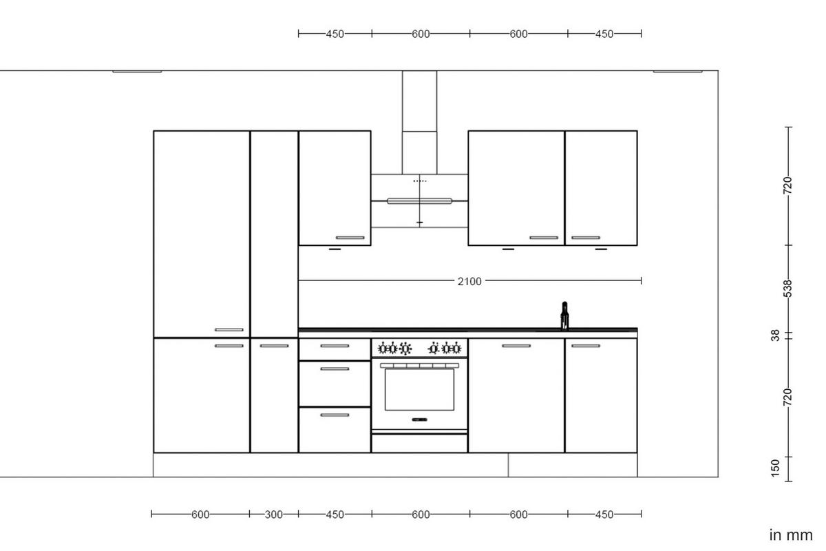 Küchenleerblock Easytouch High o. Geräte Sandfarben - Sandfarben/Eichefarben, MODERN, Holzwerkstoff/Metall (300cm) - Nobilia