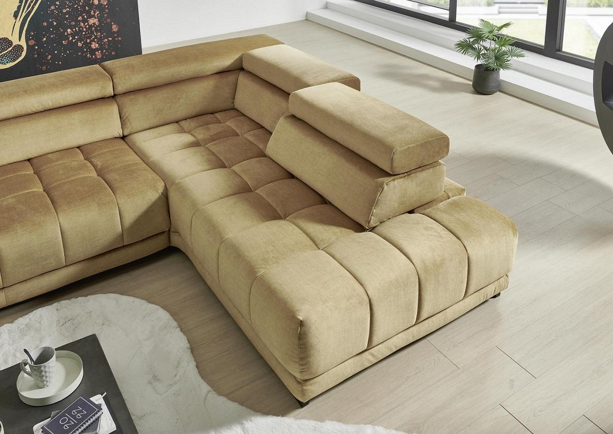 Sarokgarnitúra Solero - aranyszínű, Lifestyle, műanyag/faalapú anyag (298/233cm) - Premium Living