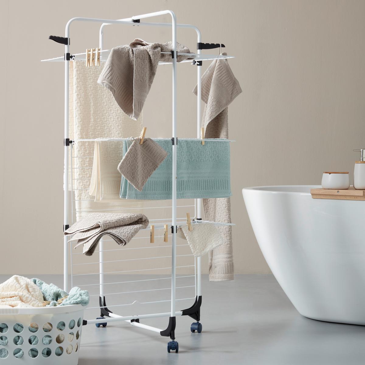 Emeletes Ruhaszárító Pro - fekete/fehér, műanyag/fém (71/65/136cm) - Premium Living