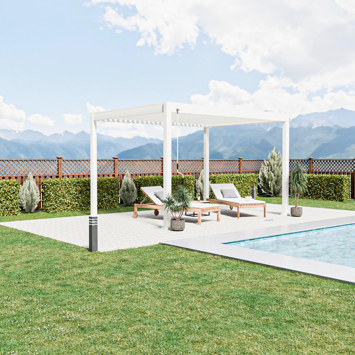 Pergola Trumpf, Bela, 3x4m - bela/visoki sijaj, Basics, kovina (300/255/400cm) - Gardenson