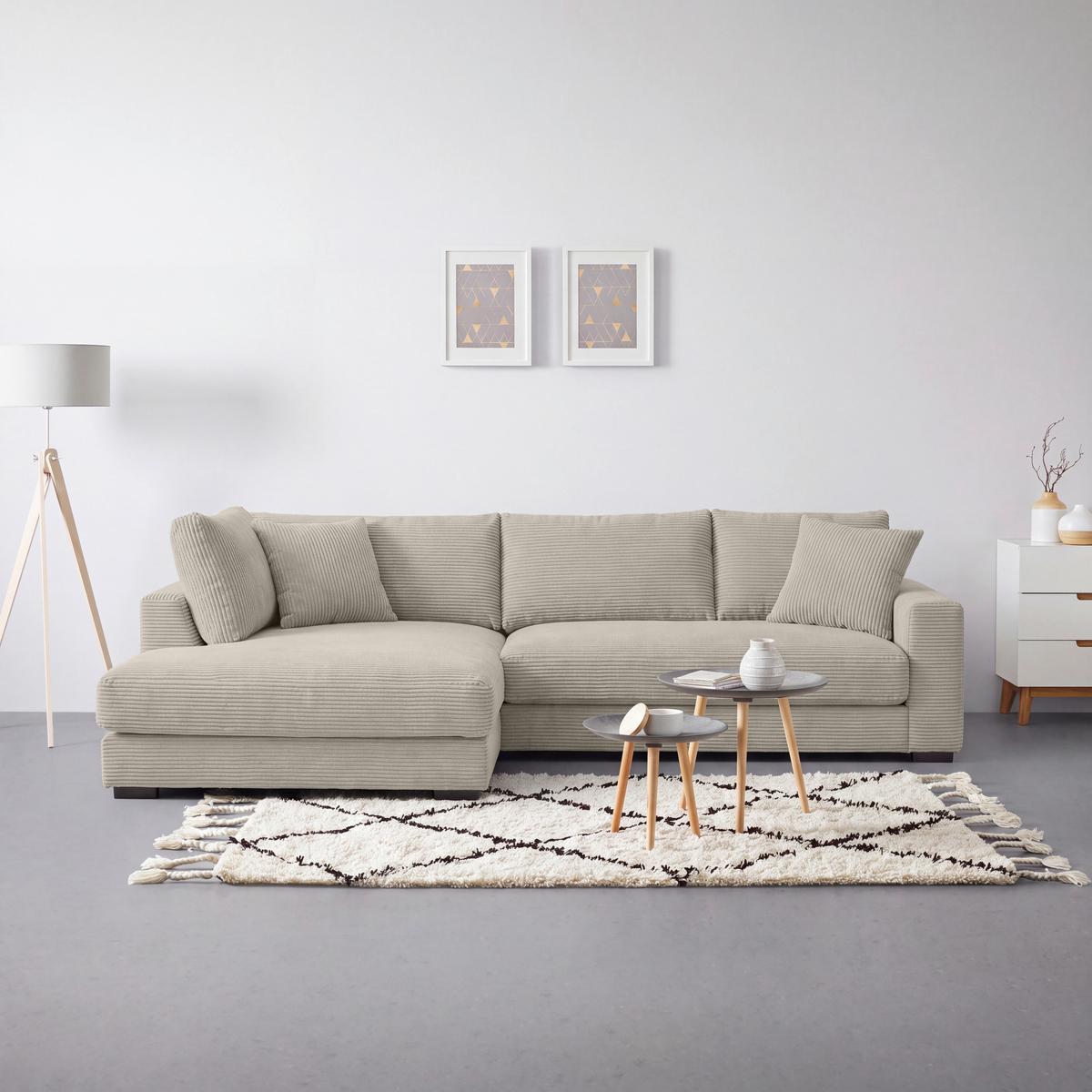 Ecksofa Pedro Taupe - Taupe/Schwarz, MODERN, Kunststoff/Textil (190/300cm) - Mömax