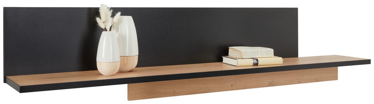 Wandboard Hayato in Schwarz/Eiche Artisan - Schwarz/Eiche Artisan, MODERN, Holzwerkstoff (154/35,4/21,9cm) - Mömax