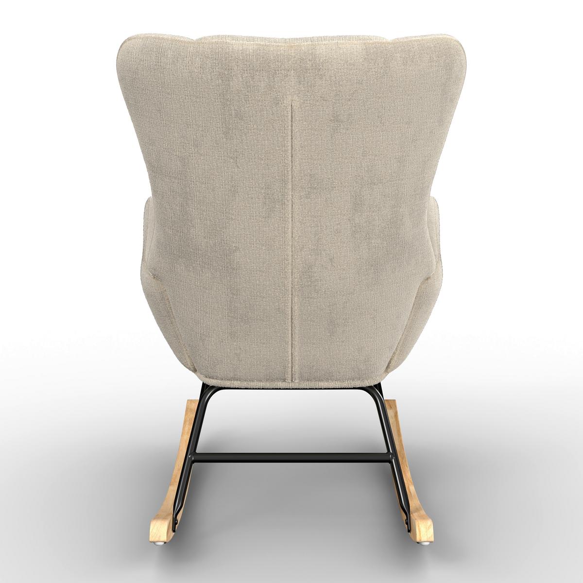 Schaukelsessel Emilio Chenille Beige - Beige/Naturfarben, MODERN, Holz/Textil (68/92/87cm) - Bessagi Home