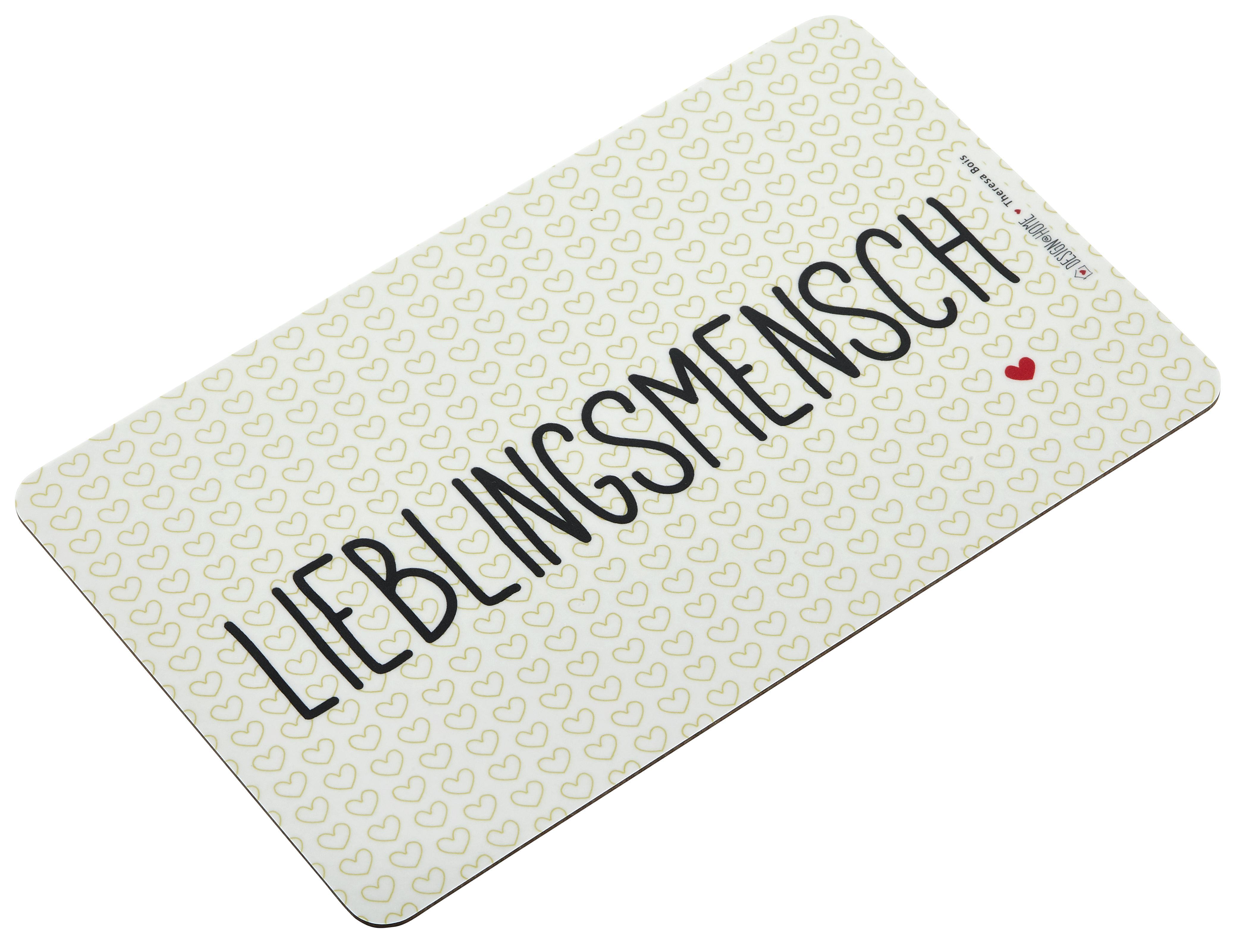 Schneidebrett Lieblingsmensch in Weiß - Schwarz/Weiß, KONVENTIONELL, Kunststoff (23,5/14,3/1,5cm)
