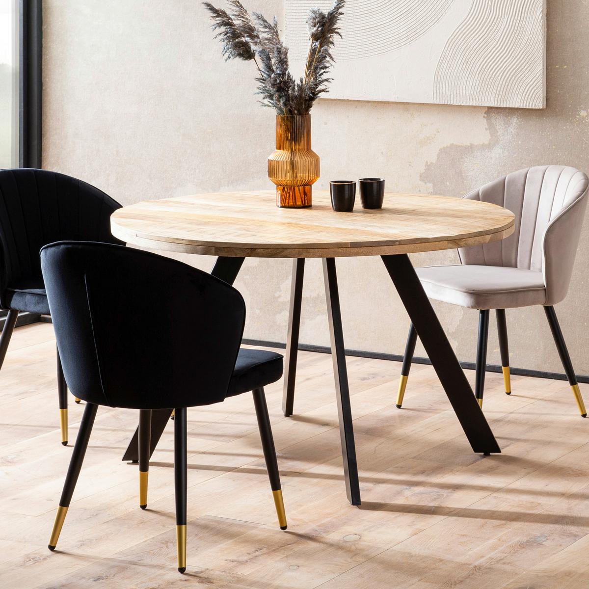 Jedilna Miza Mango, Pravi Les, Ø 120cm - črna/rjava, Design, kovina/les (120/120/76cm) - MID.YOU