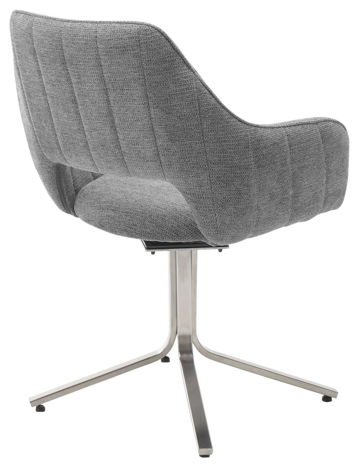 chaise accoudoirs in Grau - gris/couleur inox, Lifestyle, métal/textile (62/88/63cm) - Premium Living