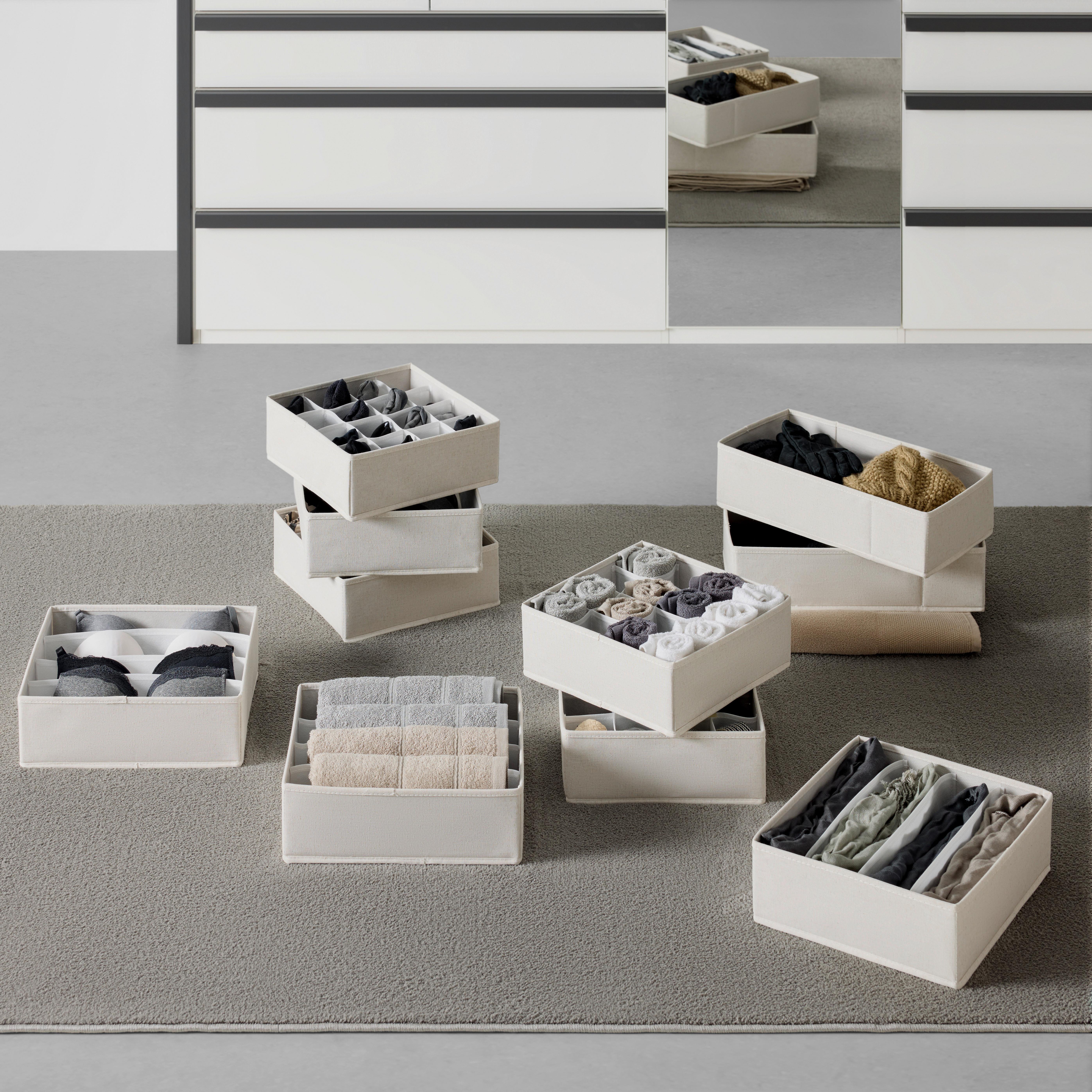 FÖRVARINGSLÅDOR SET LOUIS - 2PCS - beige, Modern, papper/textil (40/10.5/21cm) - Mömax