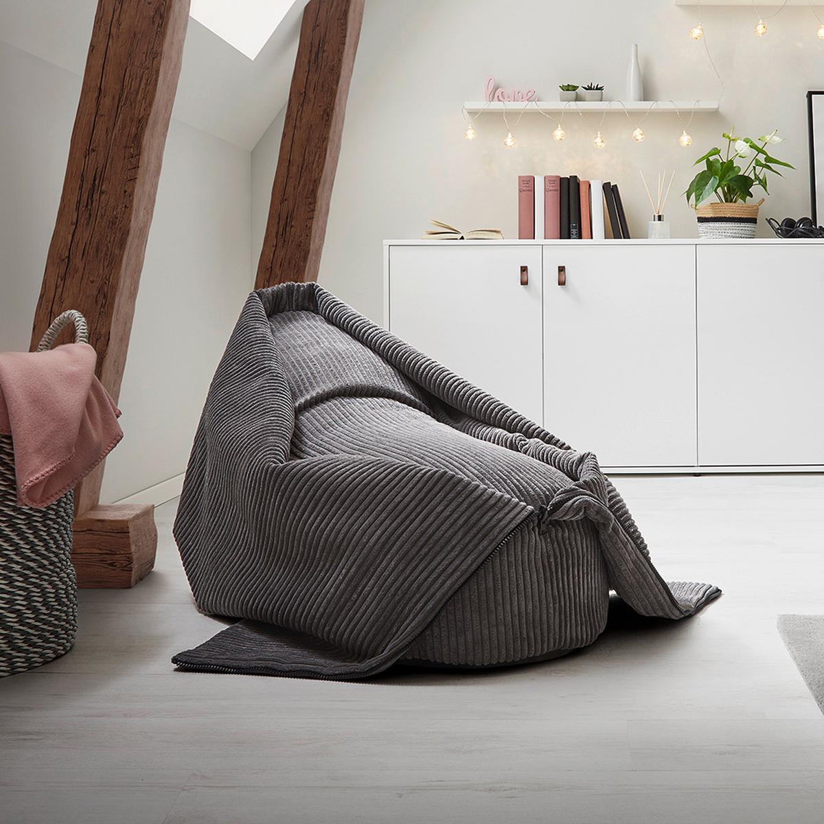 Sitzsack Capri Dunkelgrau Cord - Dunkelgrau, MODERN, Textil (45/50/80cm) - Bessagi Kids