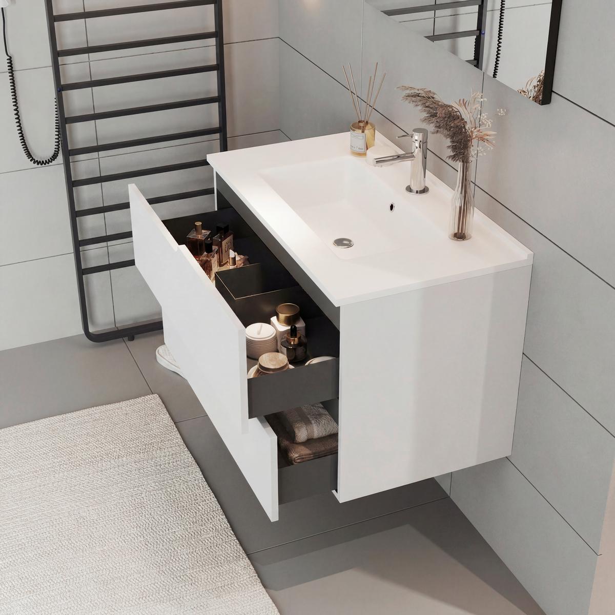 Element Ispod Umivaonika Winter - bijela/antracit, Moderno, drvni materijal (80/51/46cm)
