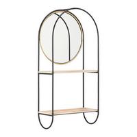 Wandgeral Lelia Natur/Schwarz Echtholz mit Spiegel - Goldfarben/Schwarz, MODERN, Glas/Holz (37/75/17cm) - Bessagi Home