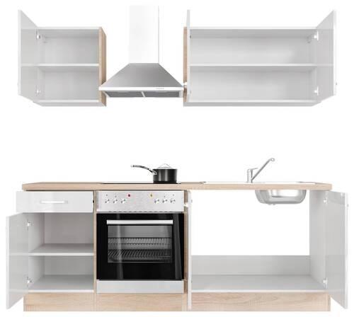 Kuhinjski Blok Valero, Bela - barve nerjavečega jekla/bela, Moderno, kovina/leseni material (210cm) - FlexWell