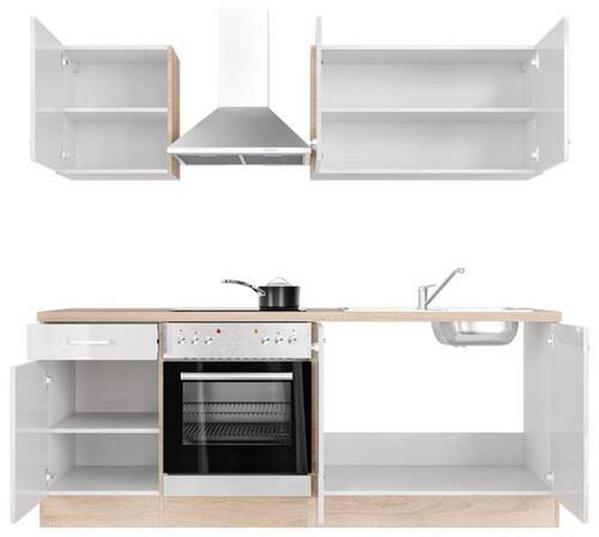 Kuhinjski Blok Valero, Bela - barve nerjavečega jekla/bela, Moderno, kovina/leseni material (210cm) - FlexWell
