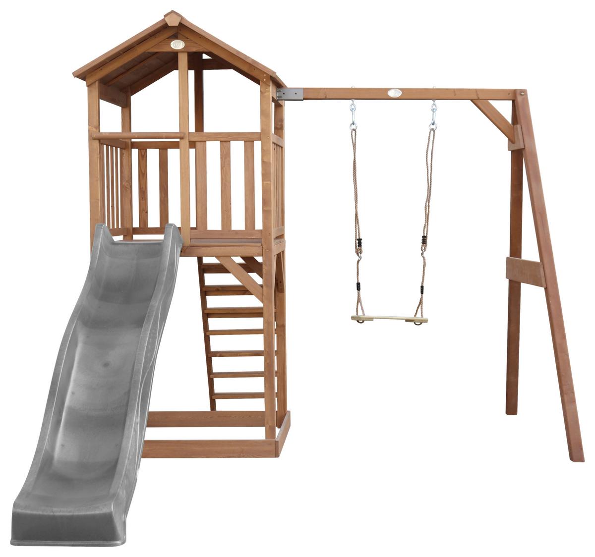 Spielturm Braun/Grau - Braun/Grau, KONVENTIONELL, Holz/Kunststoff (283,6/241,9/349cm) - Ambia Garden