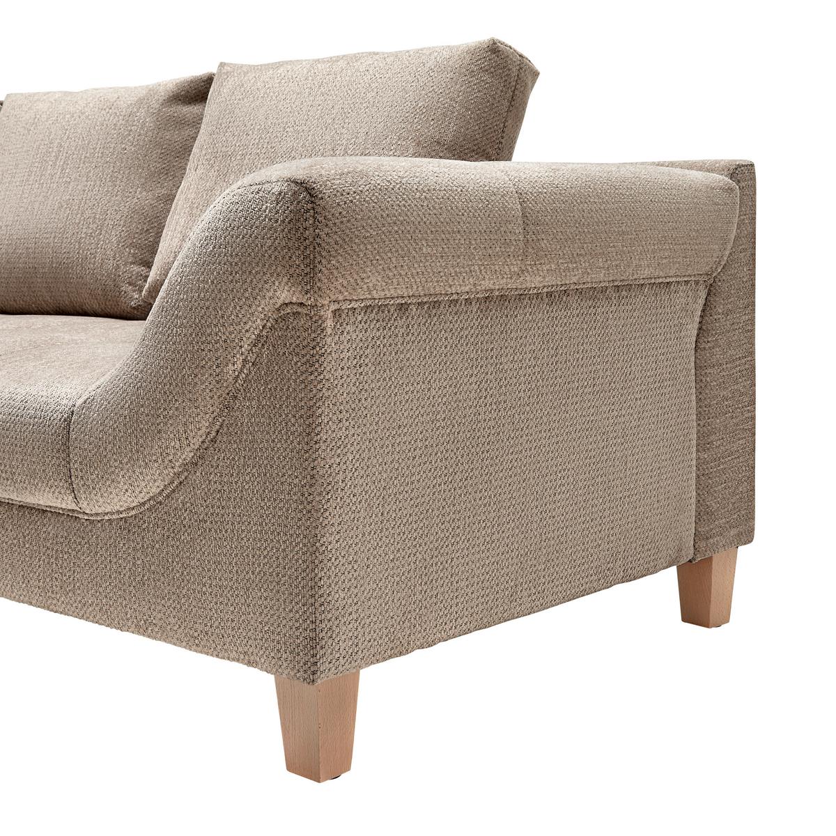 Wohnlandschaft Palermo Beige - Beige/Buchefarben, MODERN, Holz/Textil (203/69-94/306cm) - Mömax