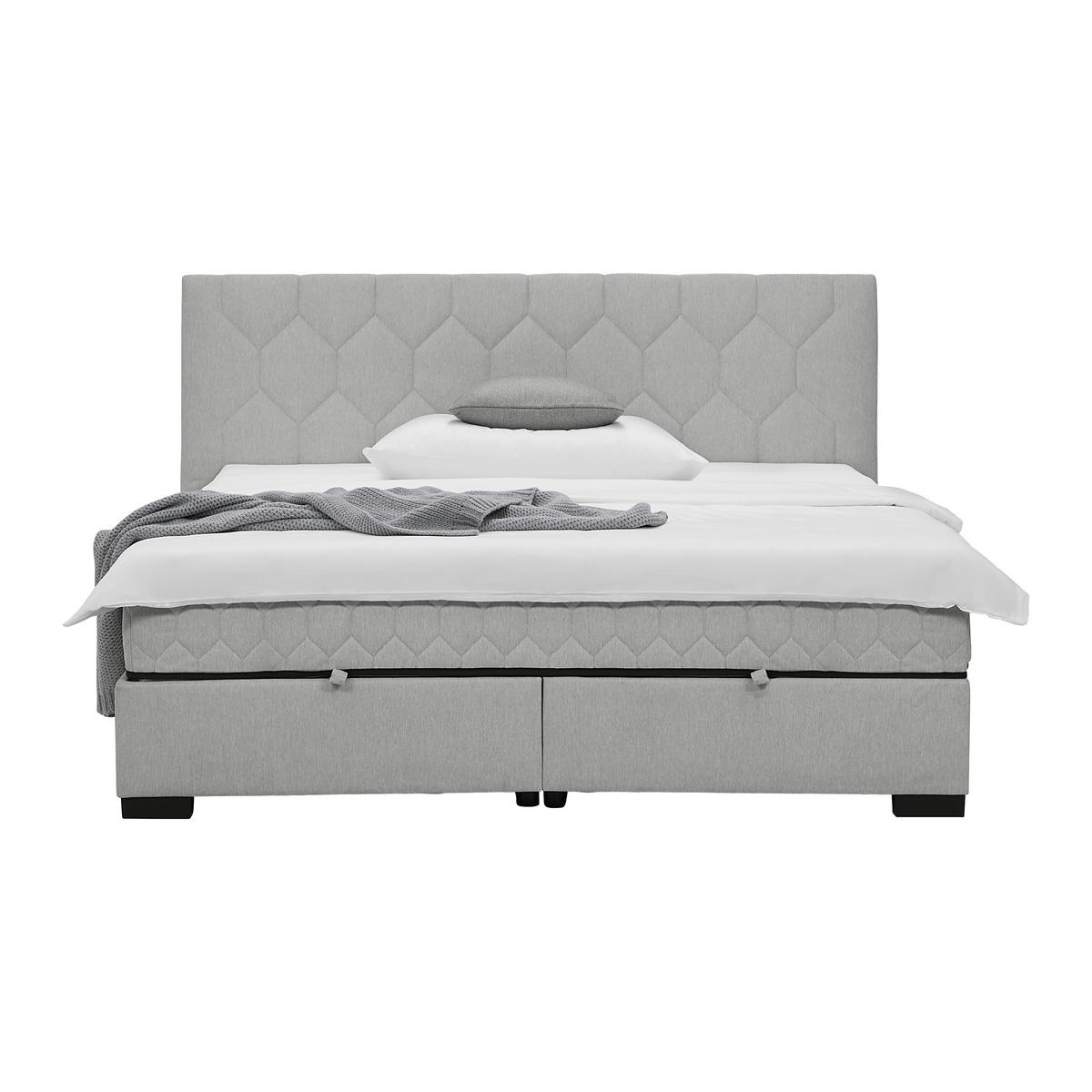 Boxbett Maya-D-Exklusiv Hellgrau ca. 160x200cm - Hellgrau/Schwarz, Konventionell, Holz/Holzwerkstoff (160/200cm) - Mömax