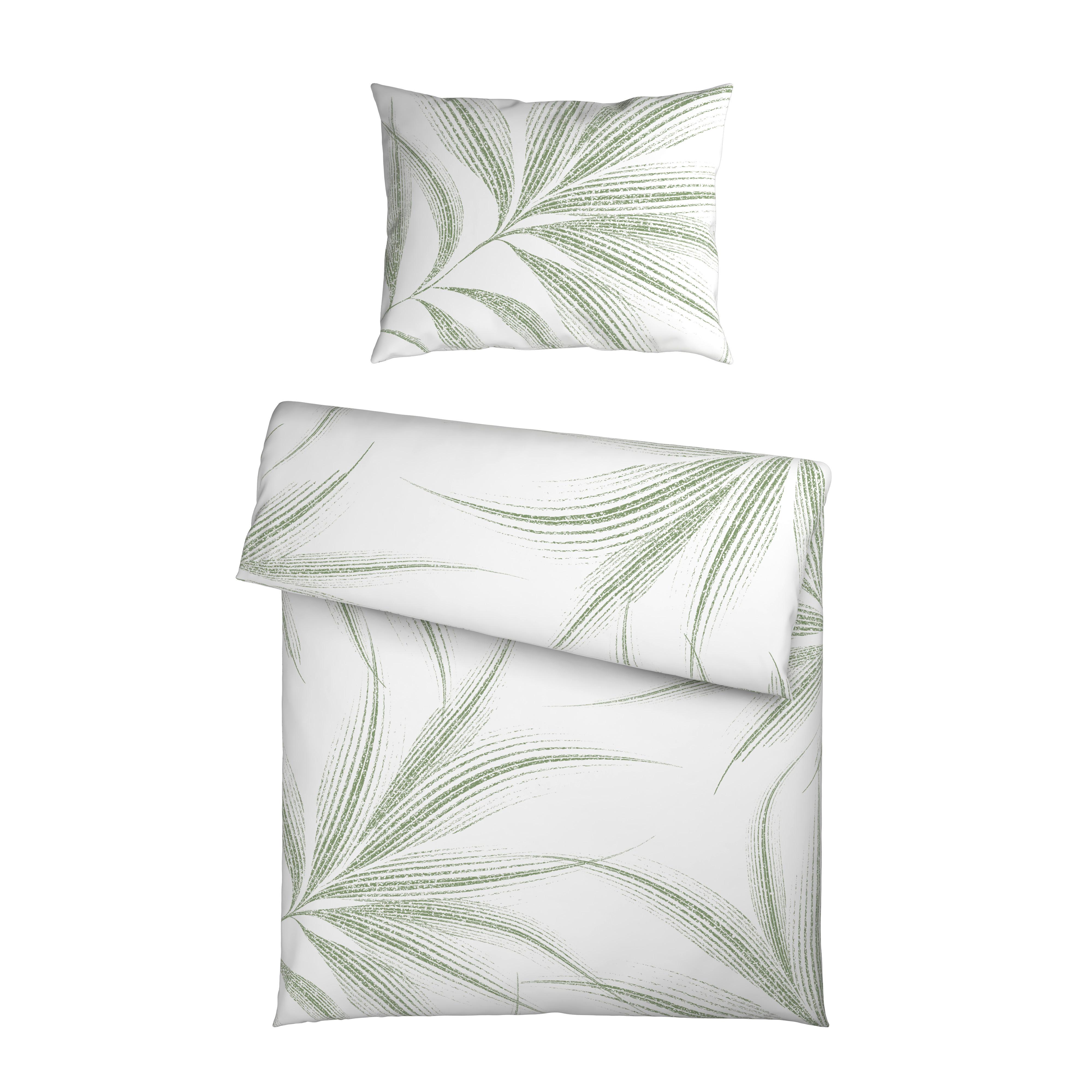 Bettwäsche Melefa Grün/Weiß ca. 140x200cm - Weiß/Grün, KONVENTIONELL, Textil (140/200cm) - Mömax