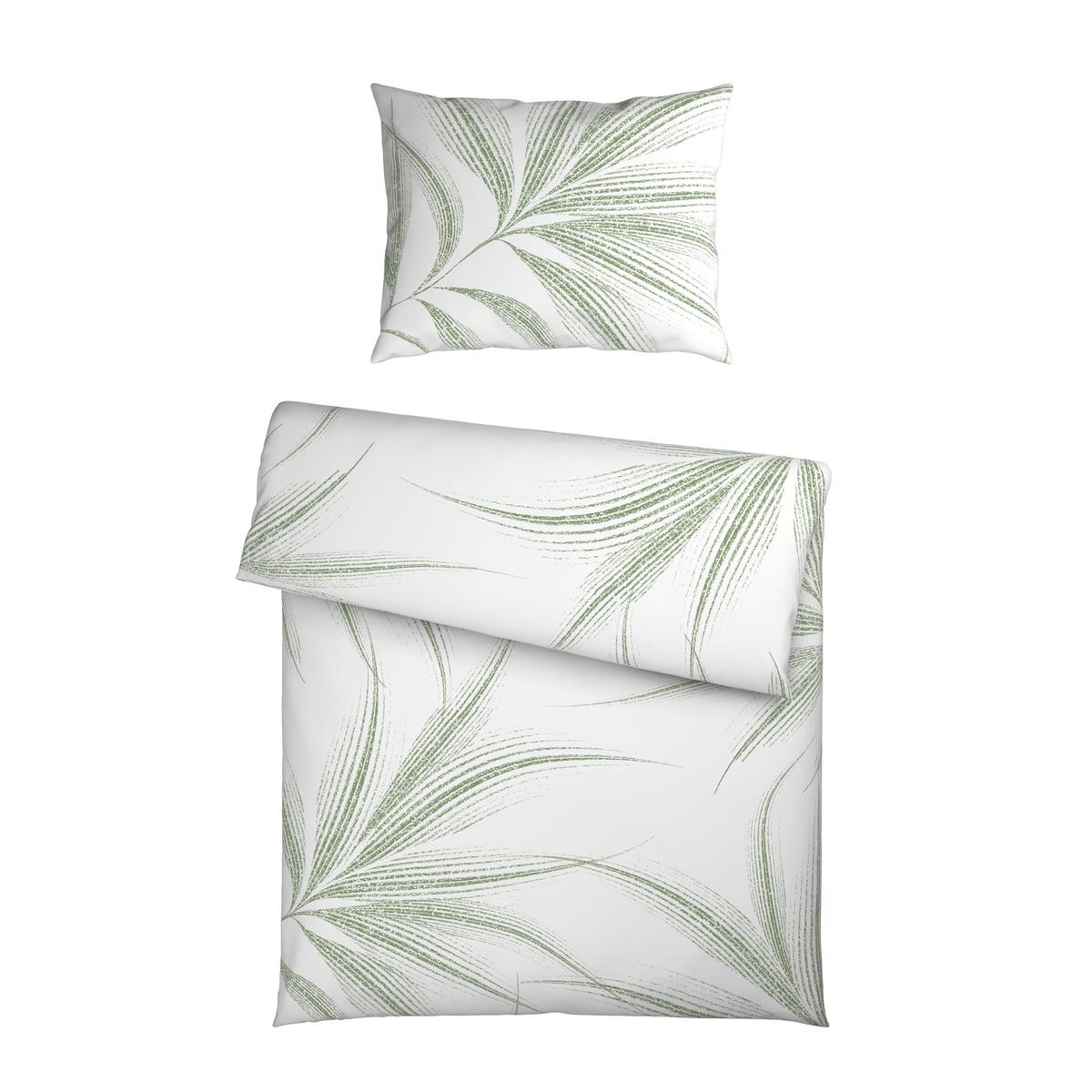 Bettwäsche Melefa Grün/Weiß ca. 140x200cm - Weiß/Grün, KONVENTIONELL, Textil (140/200cm) - Mömax