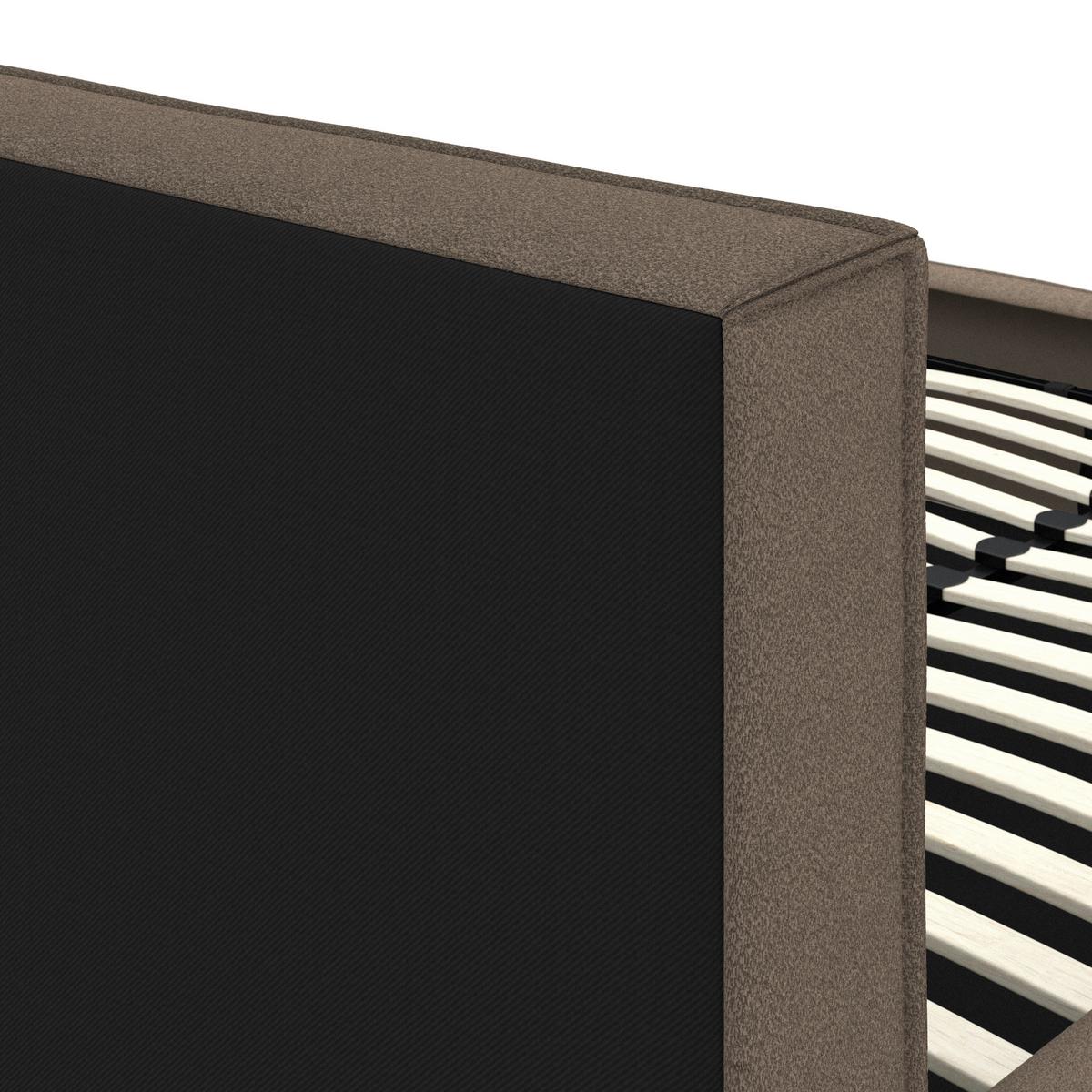 Oblazinjena Postelja Serena, Rjava, 180x200 - črna/naravne barve, Moderno, kovina/umetna masa (180/200cm) - Bessagi Home