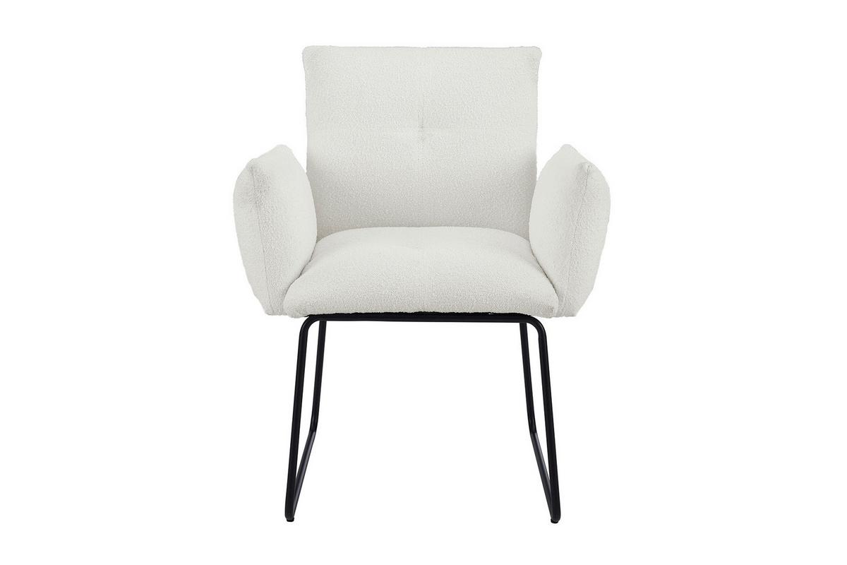 Naslanjač Bouclé, Bela - črna/bela, Moderno, kovina/tekstil (73,5/87/64,5cm) - Livetastic