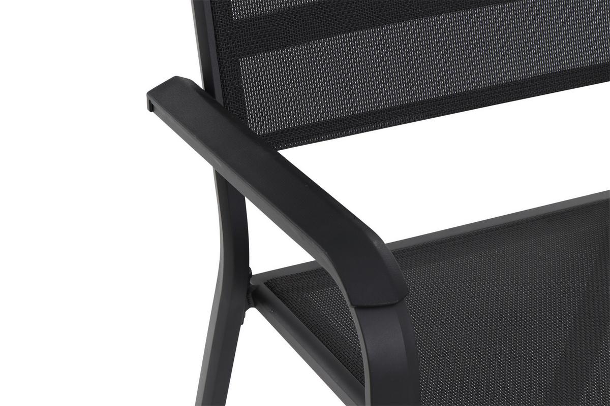 Gartensessel stapelbar Tesoro Aluminium/Textil - Anthrazit/Schwarz, KONVENTIONELL, Kunststoff/Textil (63/97/67cm) - Siena Garden