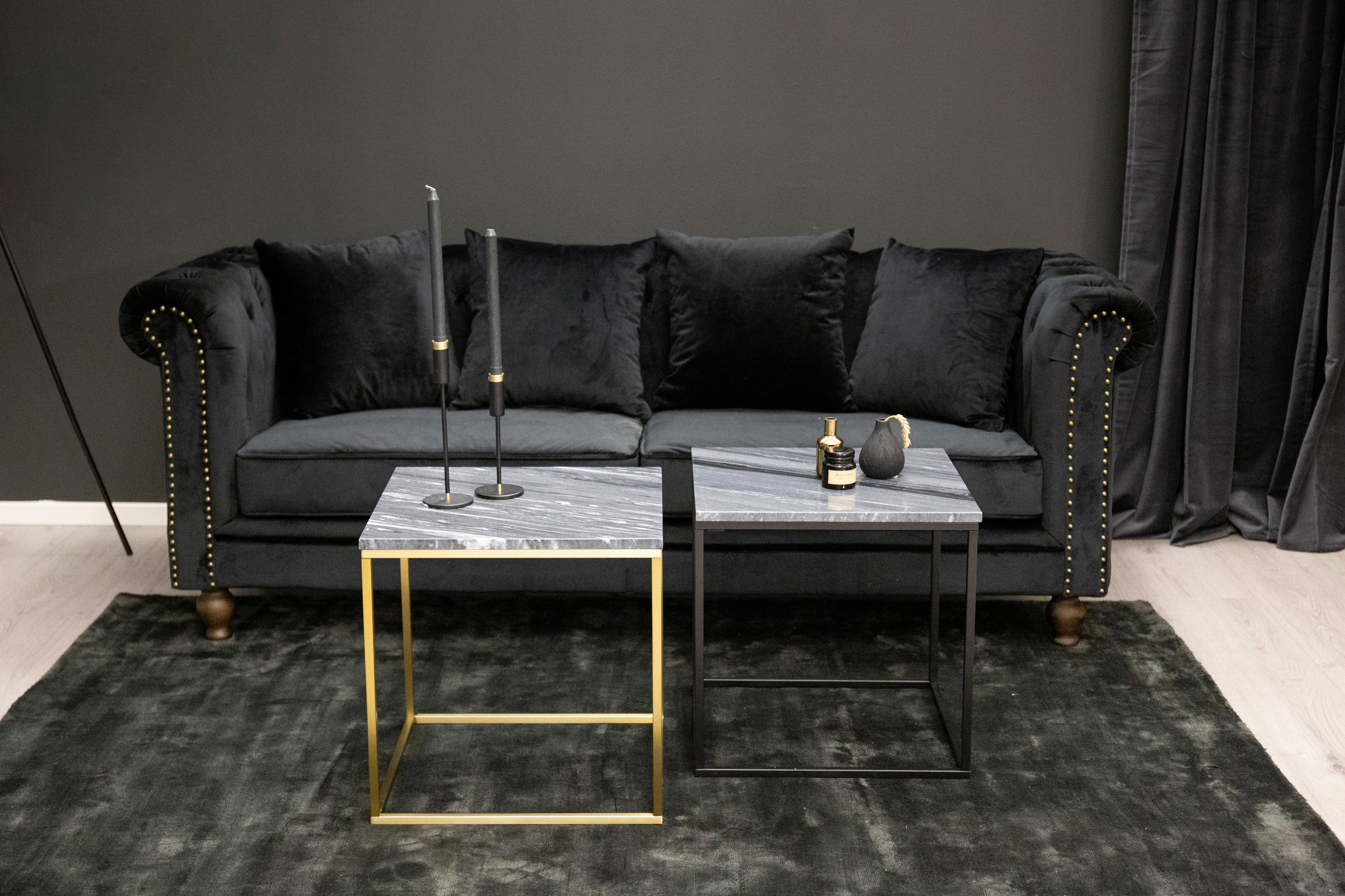 CHESTERFIELD-SOFA VELVET - Schwarz, Design, Textil (217/80/88cm) - Livetastic