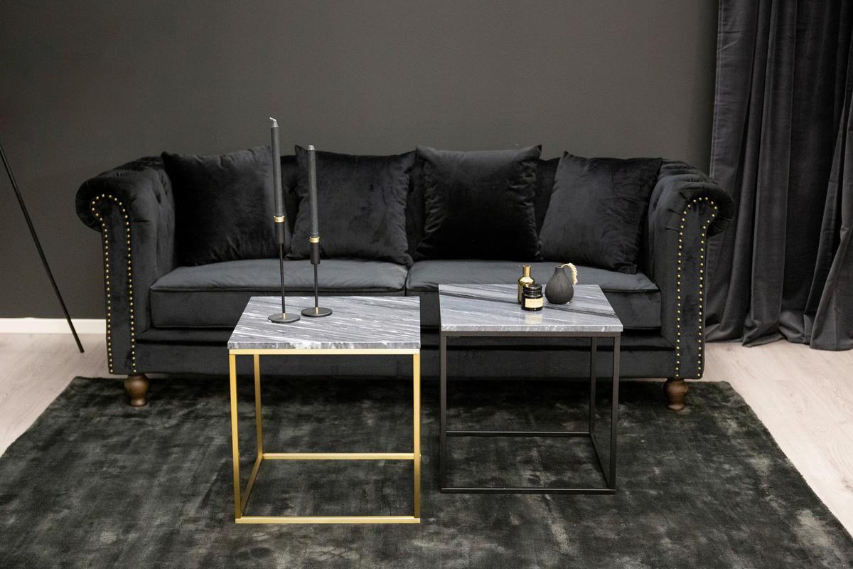 CHESTERFIELD-SOFA VELVET - Schwarz, Design, Textil (217/80/88cm) - Livetastic