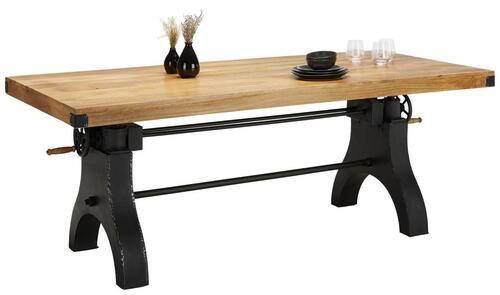 Esstisch aus Mangoholz massiv - Schwarz/Naturfarben, Lifestyle, Holz/Metall (200/90/76cm) - Premium Living