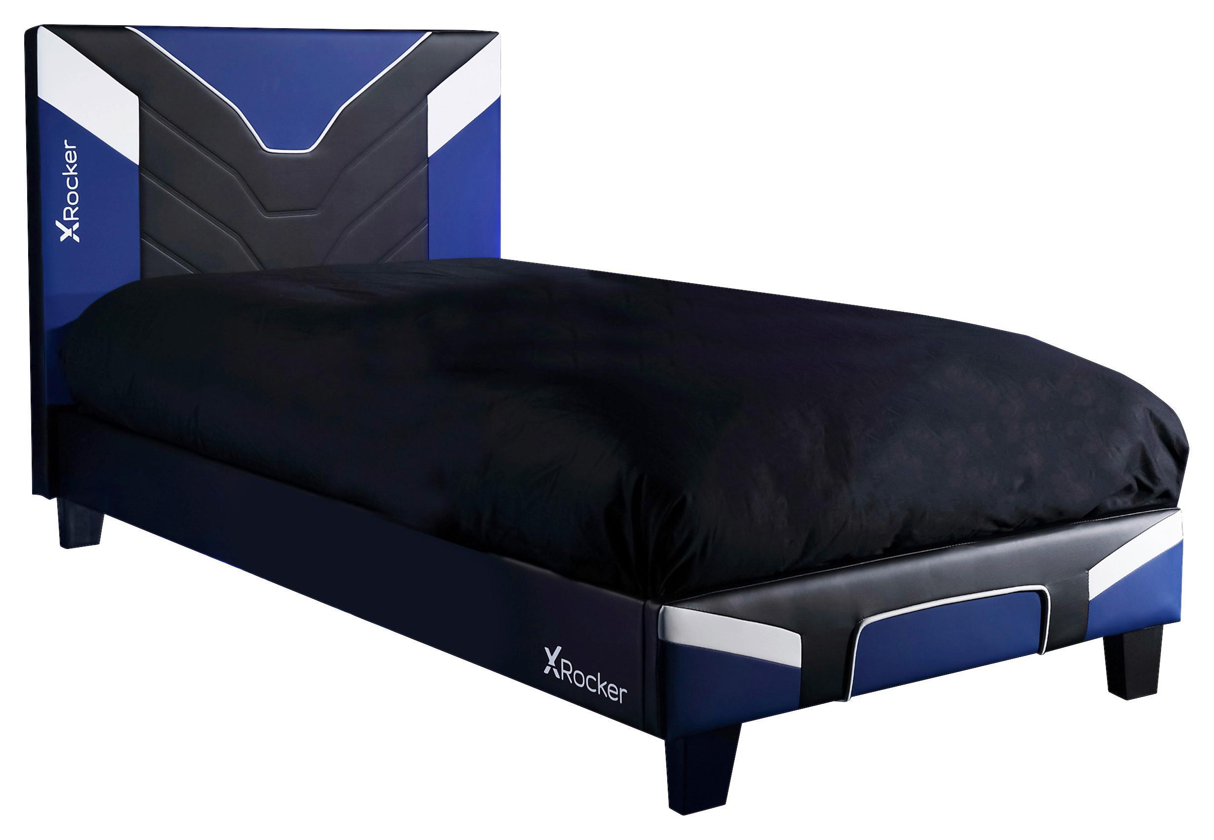 Gamingbett Cerberus 90x190 cm Schwarz/Weiß/Blau - Blau/Schwarz, MODERN, Holzwerkstoff/Kunststoff (90/190cm) - X Rocker