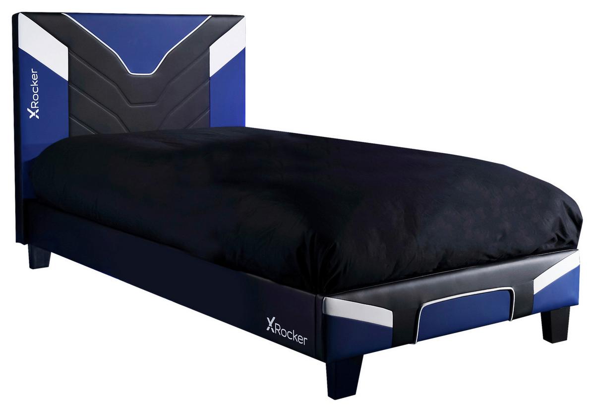 Gamingbett Cerberus 90x190 cm Schwarz/Weiß/Blau - Blau/Schwarz, MODERN, Holzwerkstoff/Kunststoff (90/190cm) - X Rocker