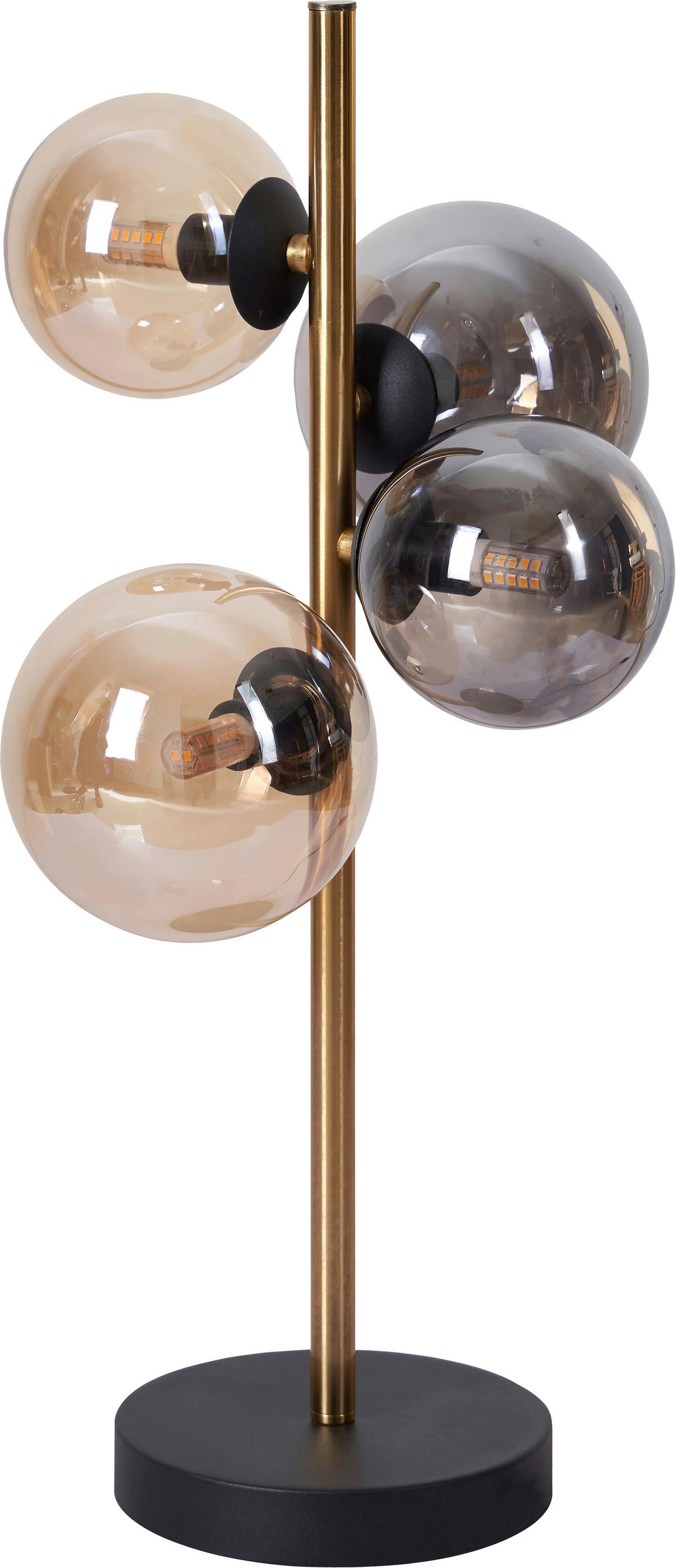 LAMPA STOŁOWA LED AMBEROK *DK* - kolor bursztynowy/czarny, Lifestyle, metal/szkło (23,7/19,3/48cm) - Dieter Knoll