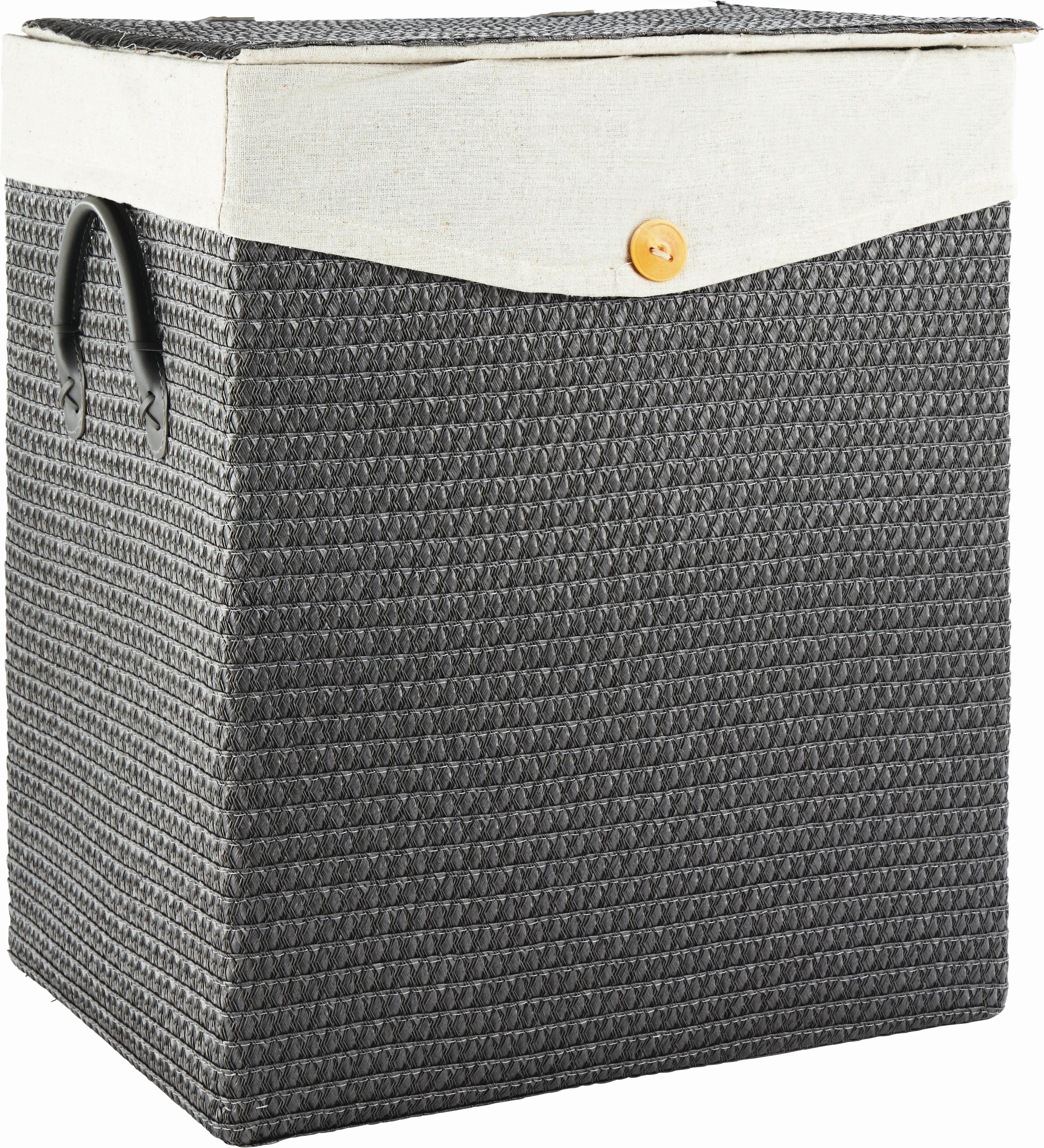 Wäschekorb Denise Grau - Grau, ROMANTIK / LANDHAUS, Kunststoff/Textil (42/49/33cm) - Mömax